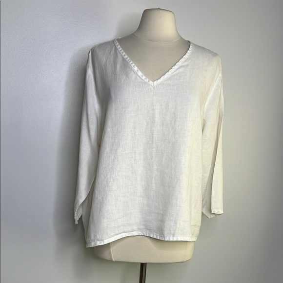 Flax Tops - Flax linen v neck pullover top size medium
